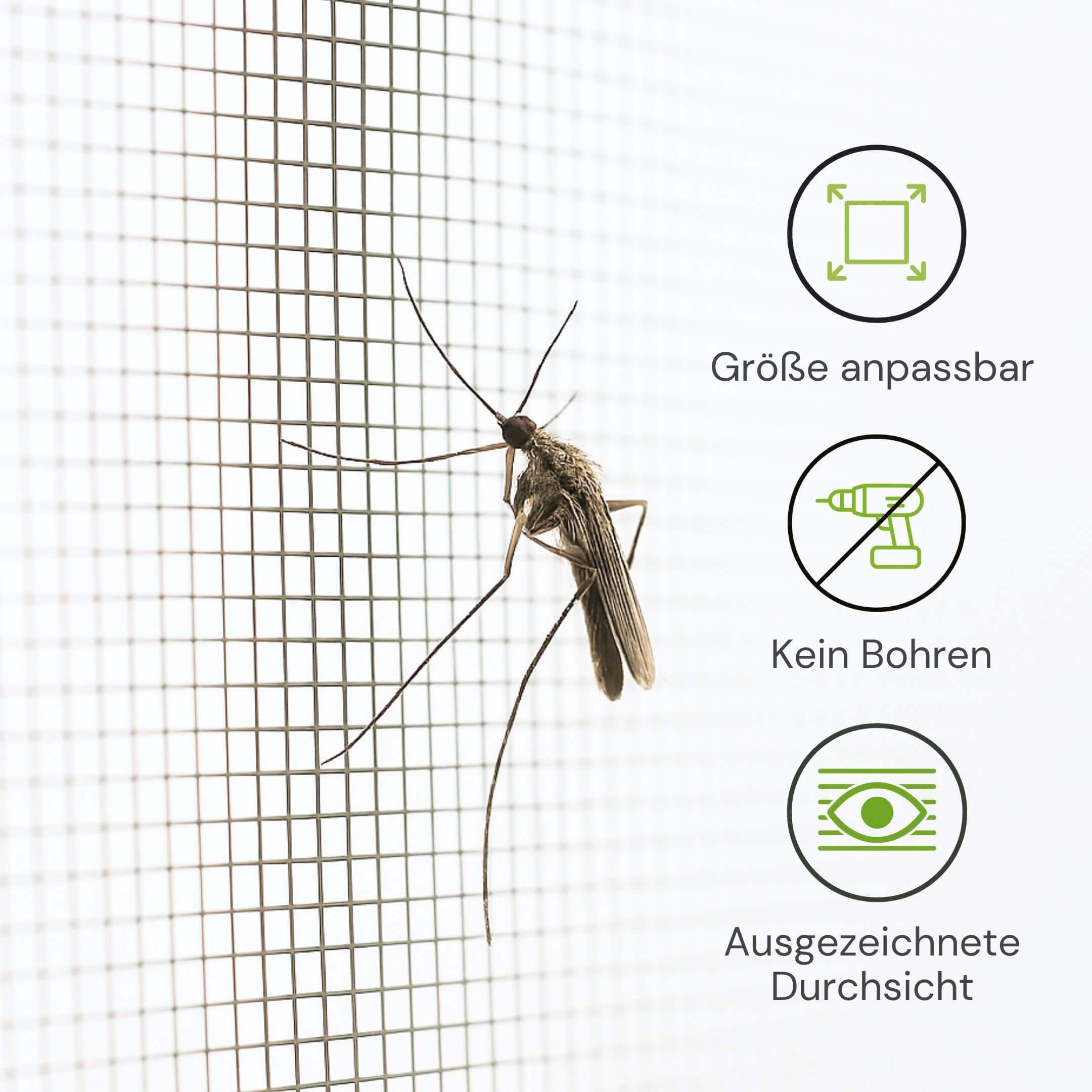 Größenanpassbares Fliegengitter für Fenster ohne Bohren mit hoher Durchsicht