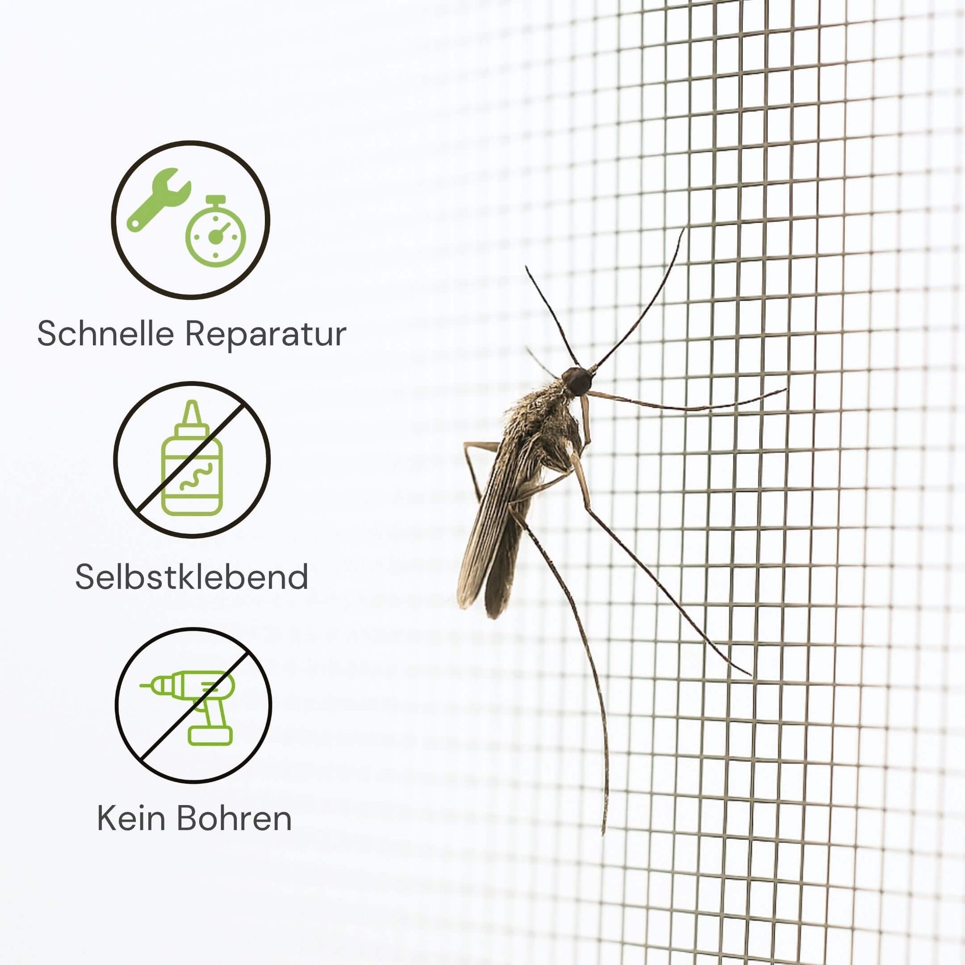 Selbstklebendes Reparaturband für Fliegengitter ohne Bohren