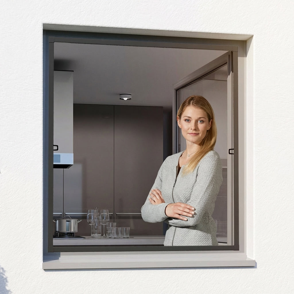 Teleskop Fliegengitter Fenster mit Rahmen, zum Einhängen