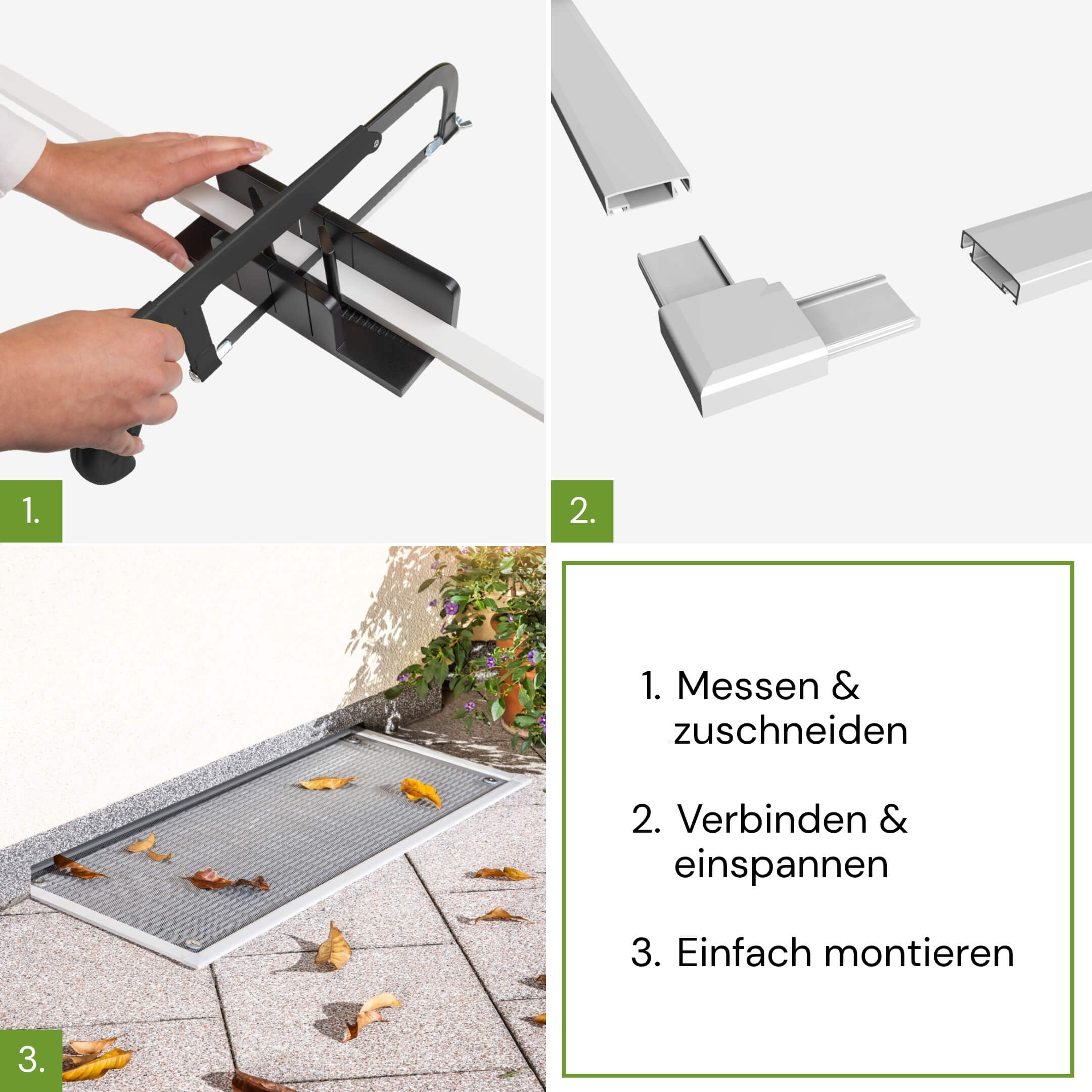 Montage der Lichtschachtabdeckung in drei Schritten