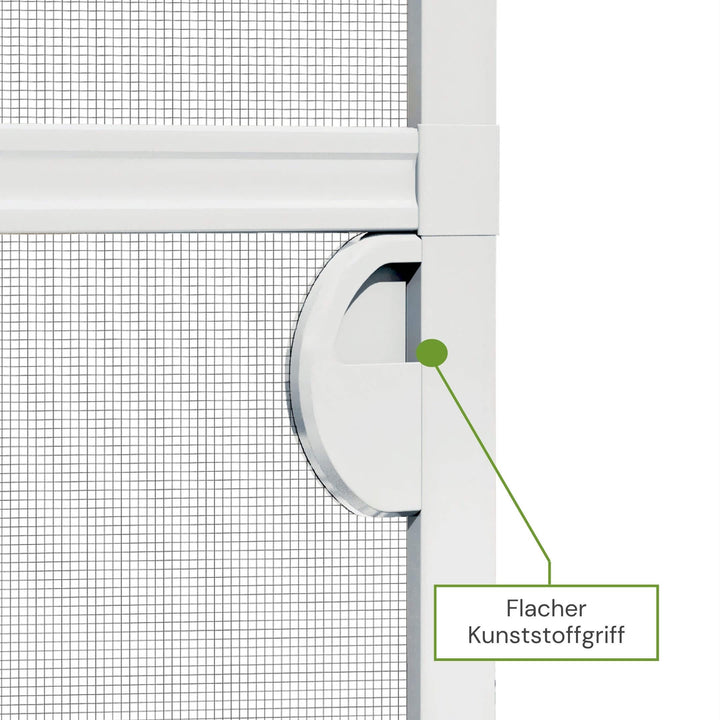 Flacher Kunststoffgriff für komfortable Bedienung der Schiebetür