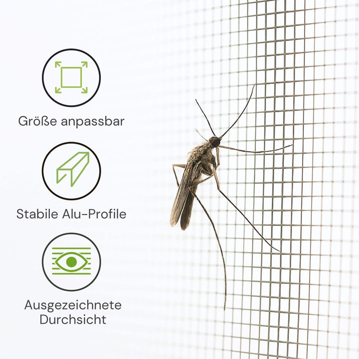 Größenanpassbare Fliegengitter Doppel-Schiebetür mit Aluminiumprofilen und hoher Durchsicht