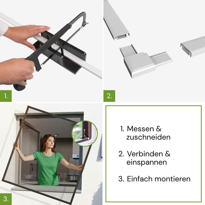 Montage des PRO Fliegengitterfensters in drei Schritten