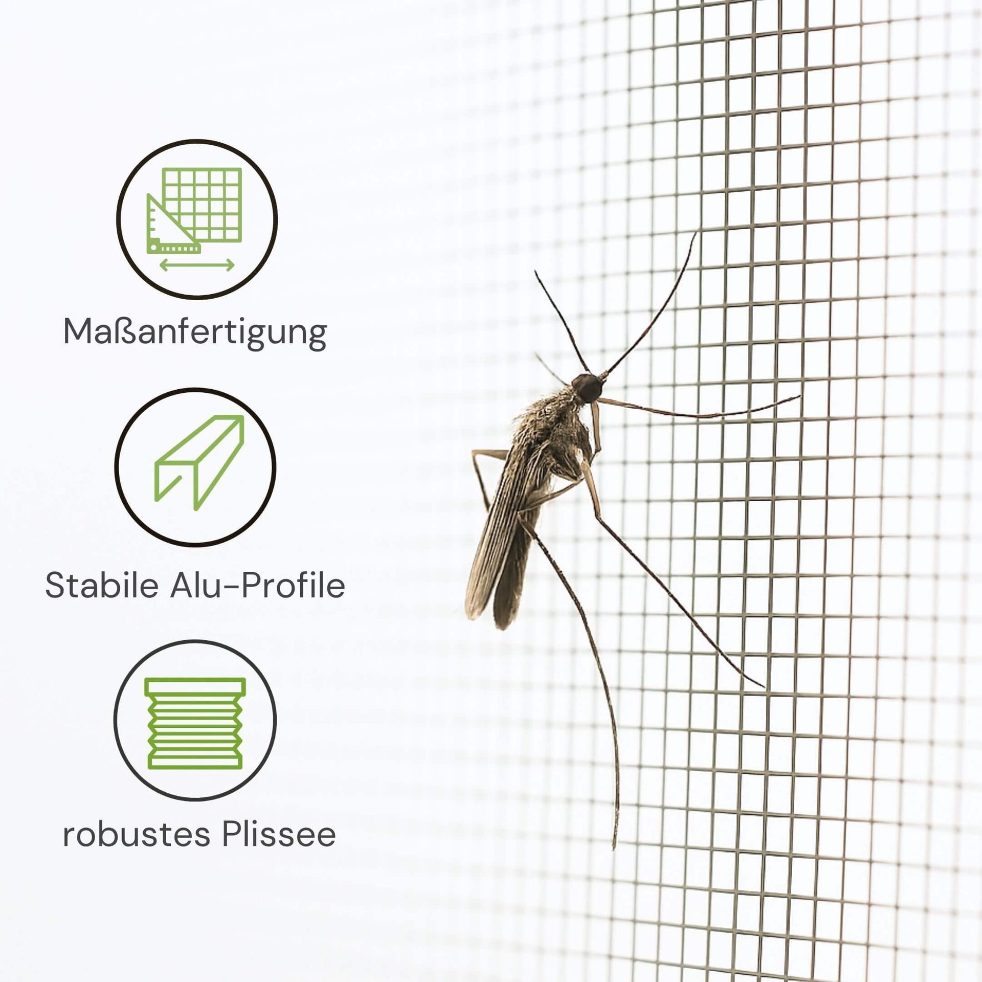 Maßgefertigte Fliegengitter Plisseetür mit Aluminiumprofilen und robustem Plissee