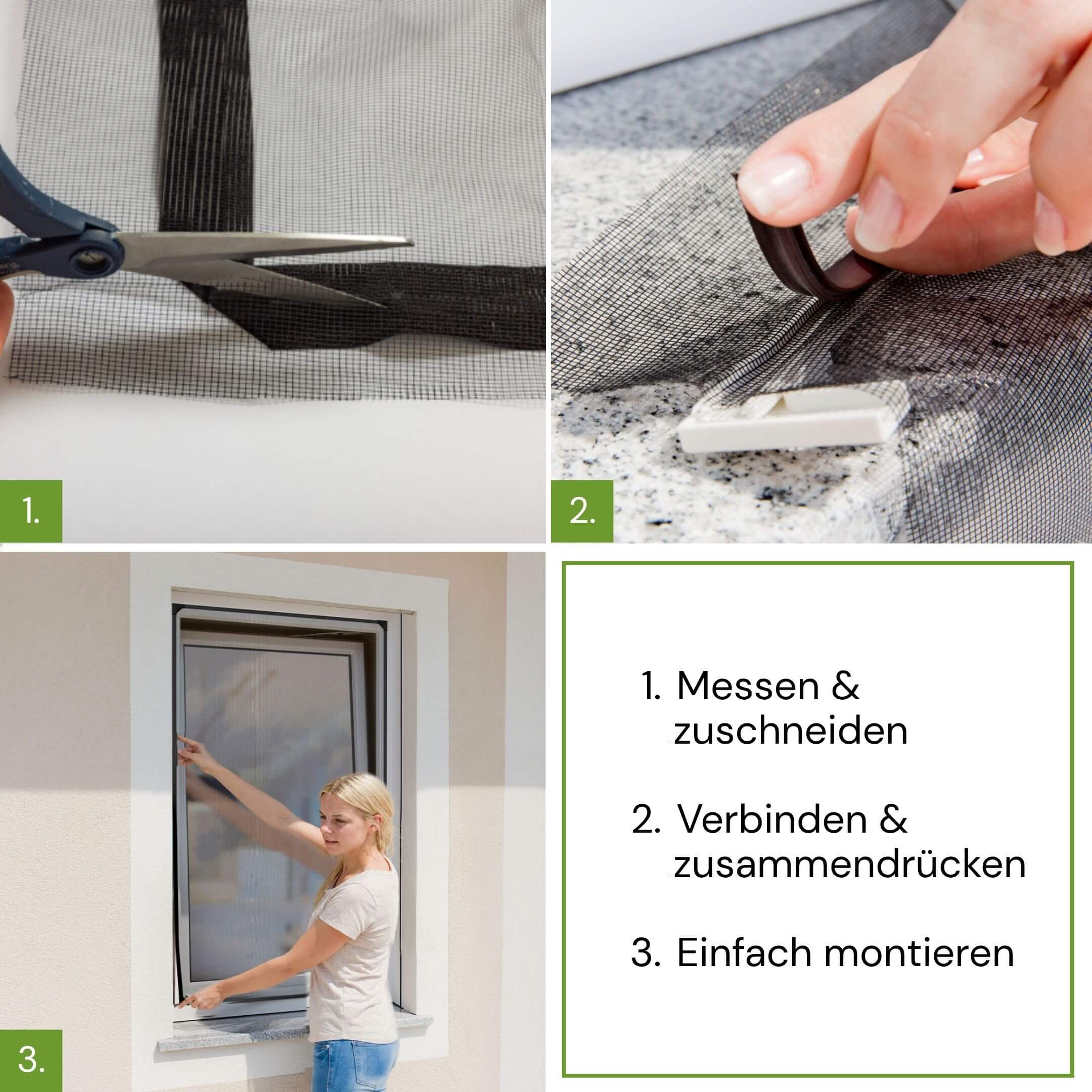 Montage des CLASSIC Fliegengitterfensters in drei Schritten
