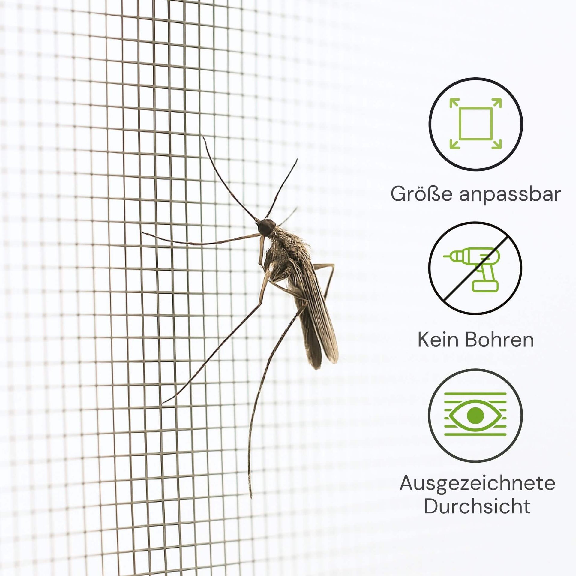 Größenanpassbares Fliegengitterfenster ohne Bohren mit ausgezeichneter Durchsicht