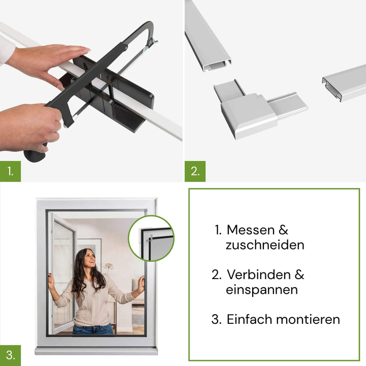 Montage des Fliegengitterfensters in drei Schritten