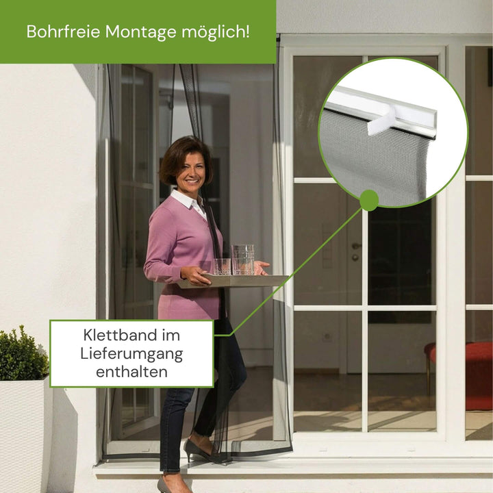 Bohrfreie Montage des Fliegengitter Türvorhangs mit Klettband