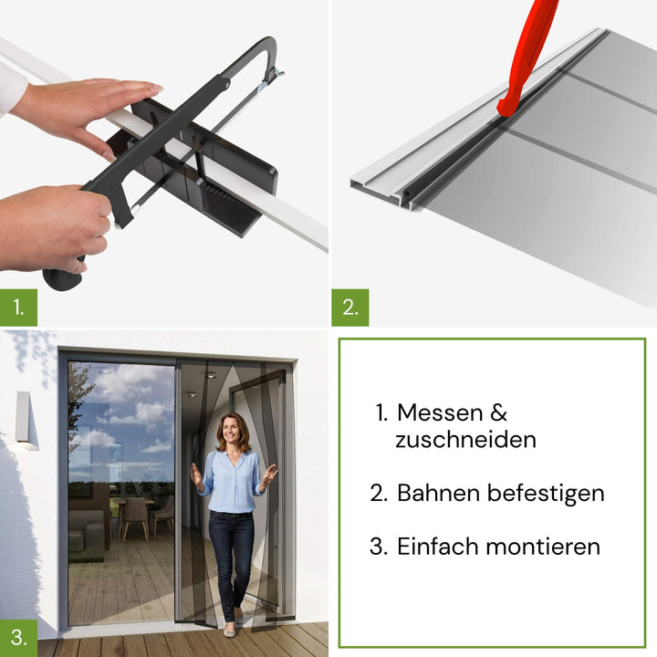 Montage des PRO Fliegengitter Türvorhangs in drei Schritten