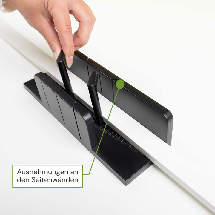 Ausnehmungen an den Seitenwänden für einfaches Zuschneiden