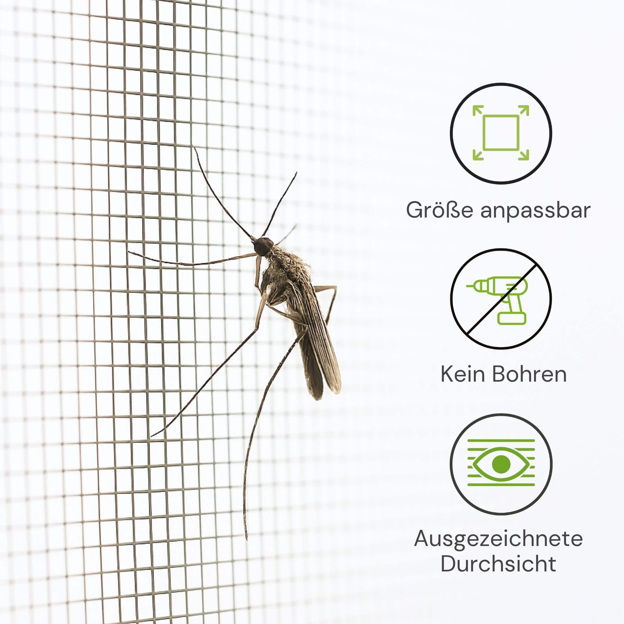 Größenanpassbares Fliegengitter für Fenster ohne Bohren mit hoher Durchsicht