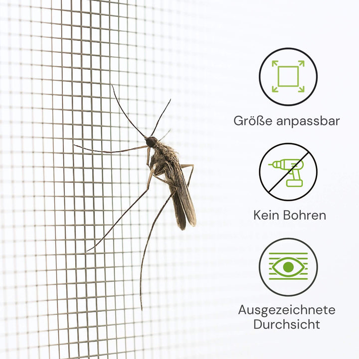 Größenanpassbares Fliegengitter für Fenster ohne Bohren mit hoher Durchsicht
