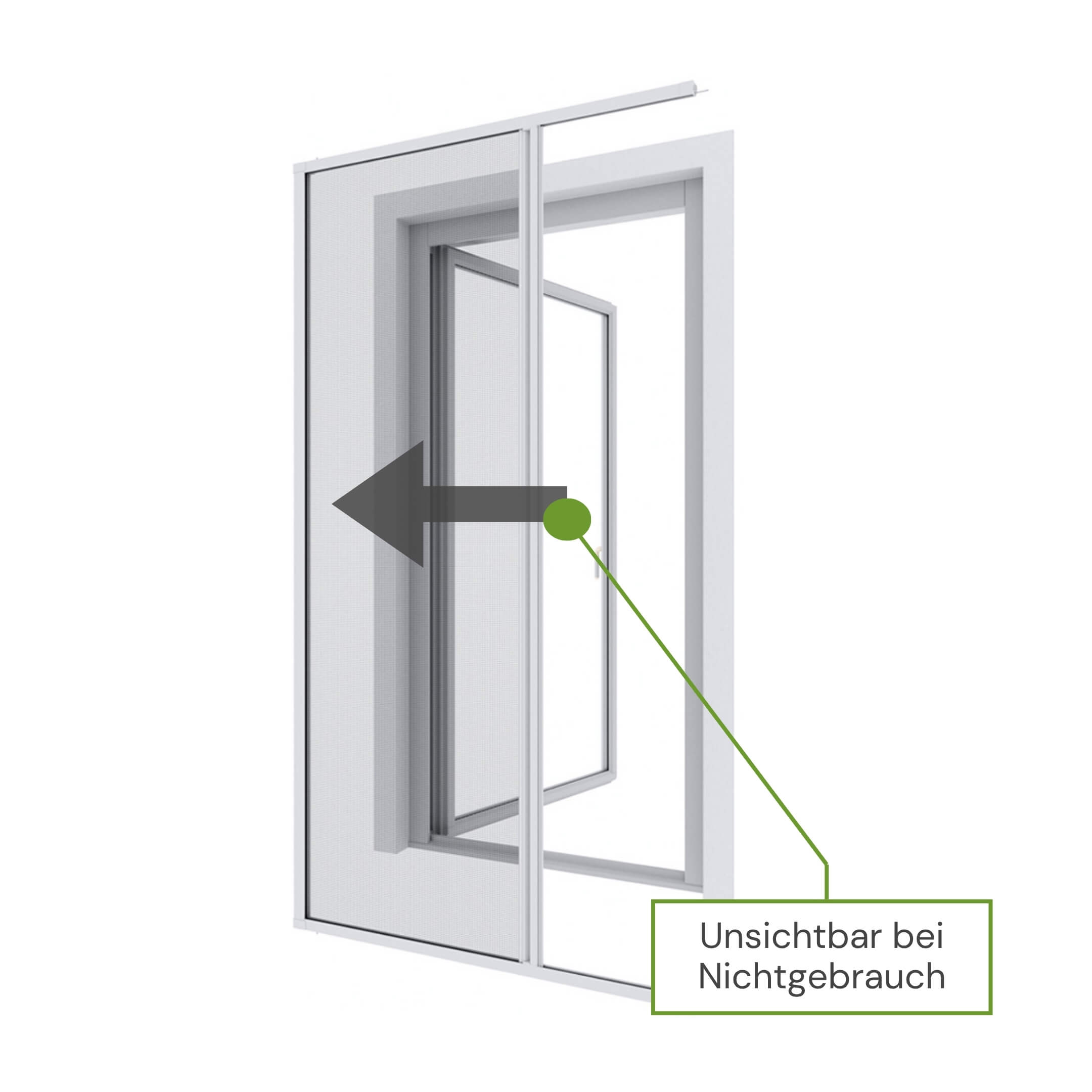 Fliegengitter Türrollo unsichtbar und platzsparend bei Nichtgebrauch