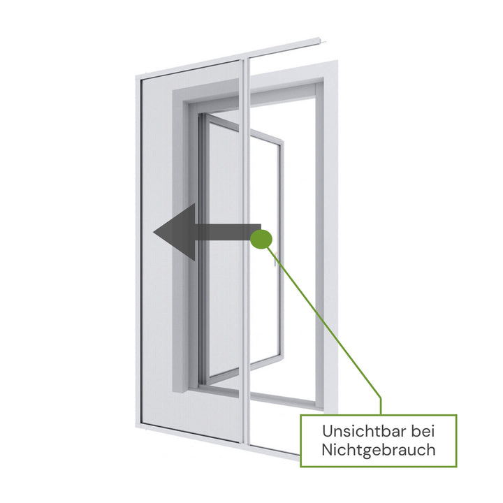 Fliegengitter Türrollo unsichtbar und platzsparend bei Nichtgebrauch