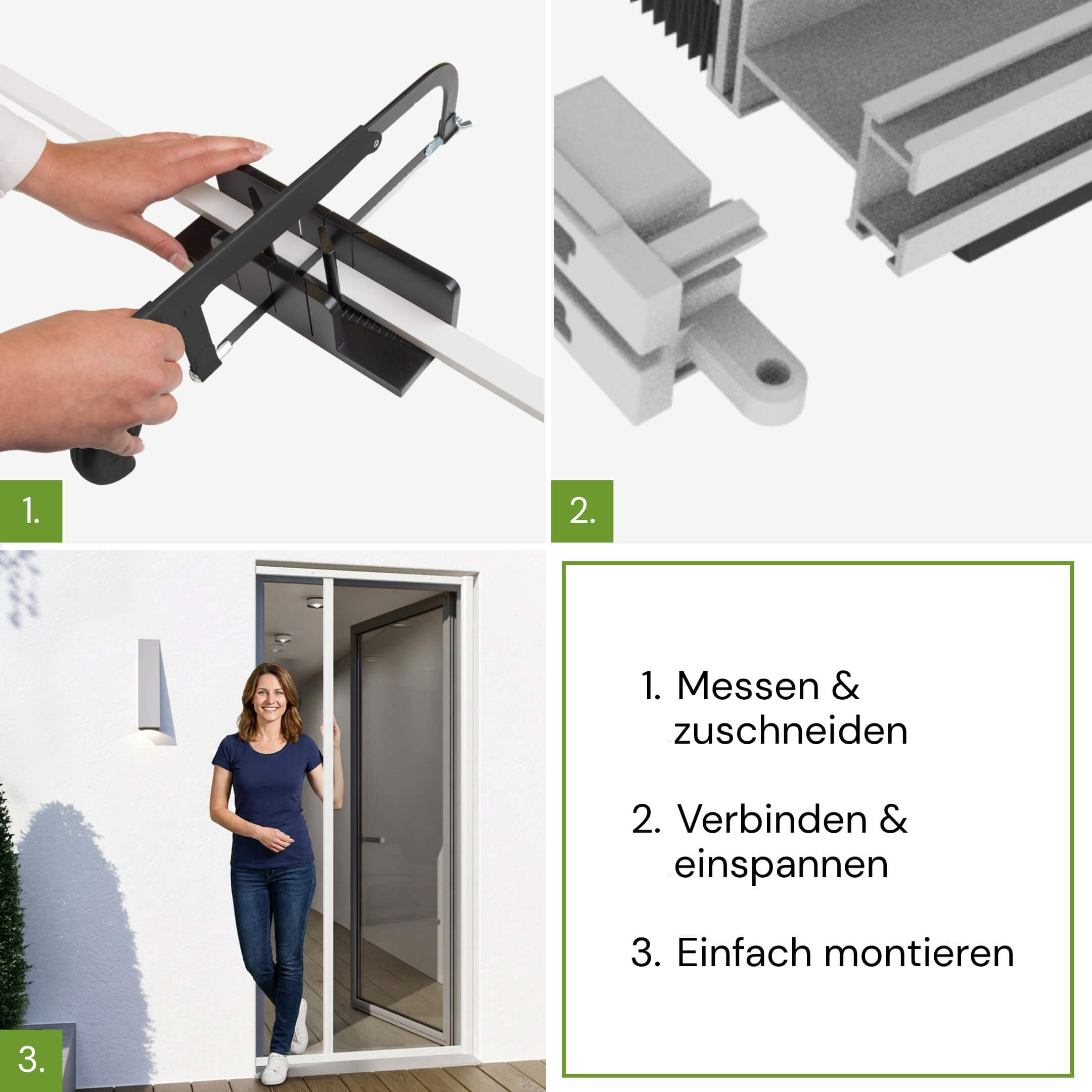 Montage des Fliegengitter Türrollos in drei Schritten