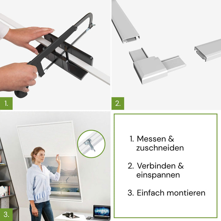 Montage des SUN 2in1 Fliegengitter Plissees in drei Schritten