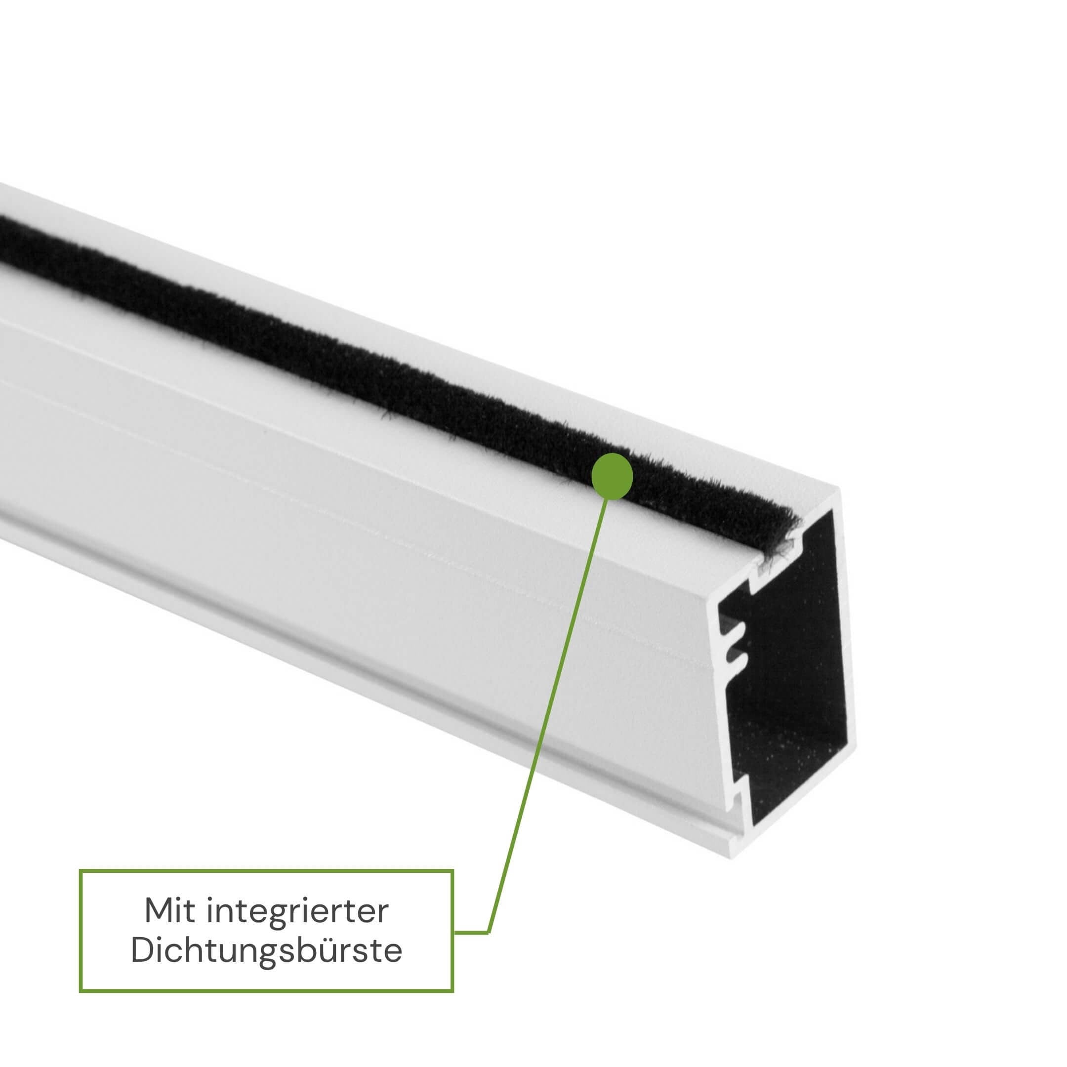 Integrierte Dichtungsbürste am Montagerahmen