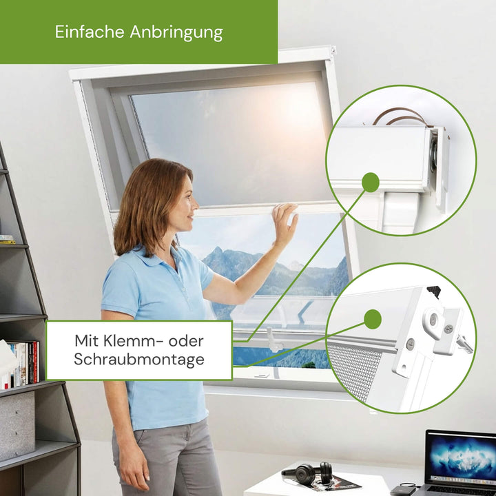 Einfache Anbringung des Fliegengitter Rollo durch Klemm- oder Schraubmontage