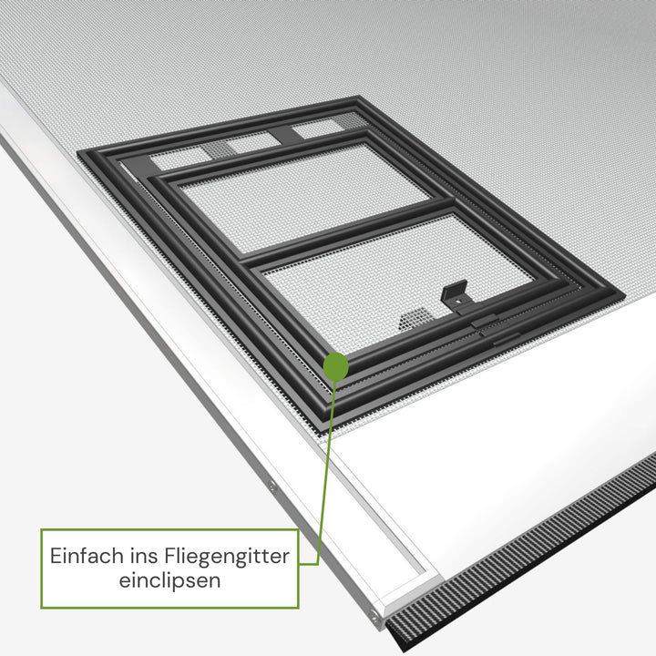 Katzenklappe einfach in das Fliegengitter einklipsen