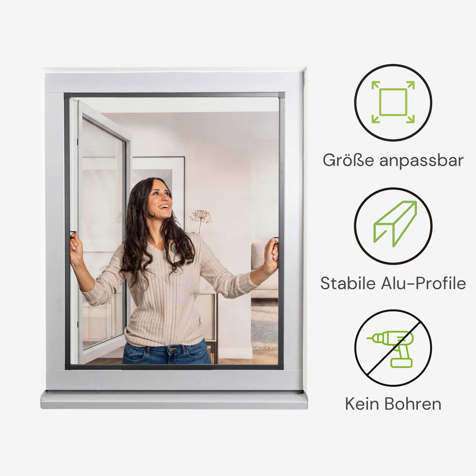 SLIMLINE Fliegengitterfenster mit Rahmen, zum Einhängen