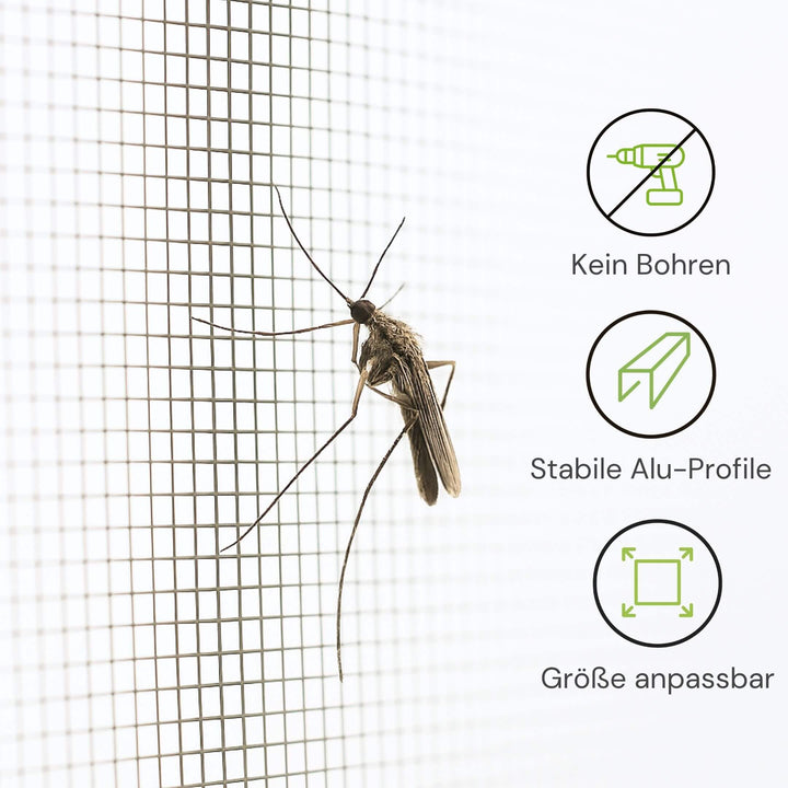 Plissee Fliegengitterfenster ohne Bohren mit Aluminiumprofilen und anpassbarer Größe