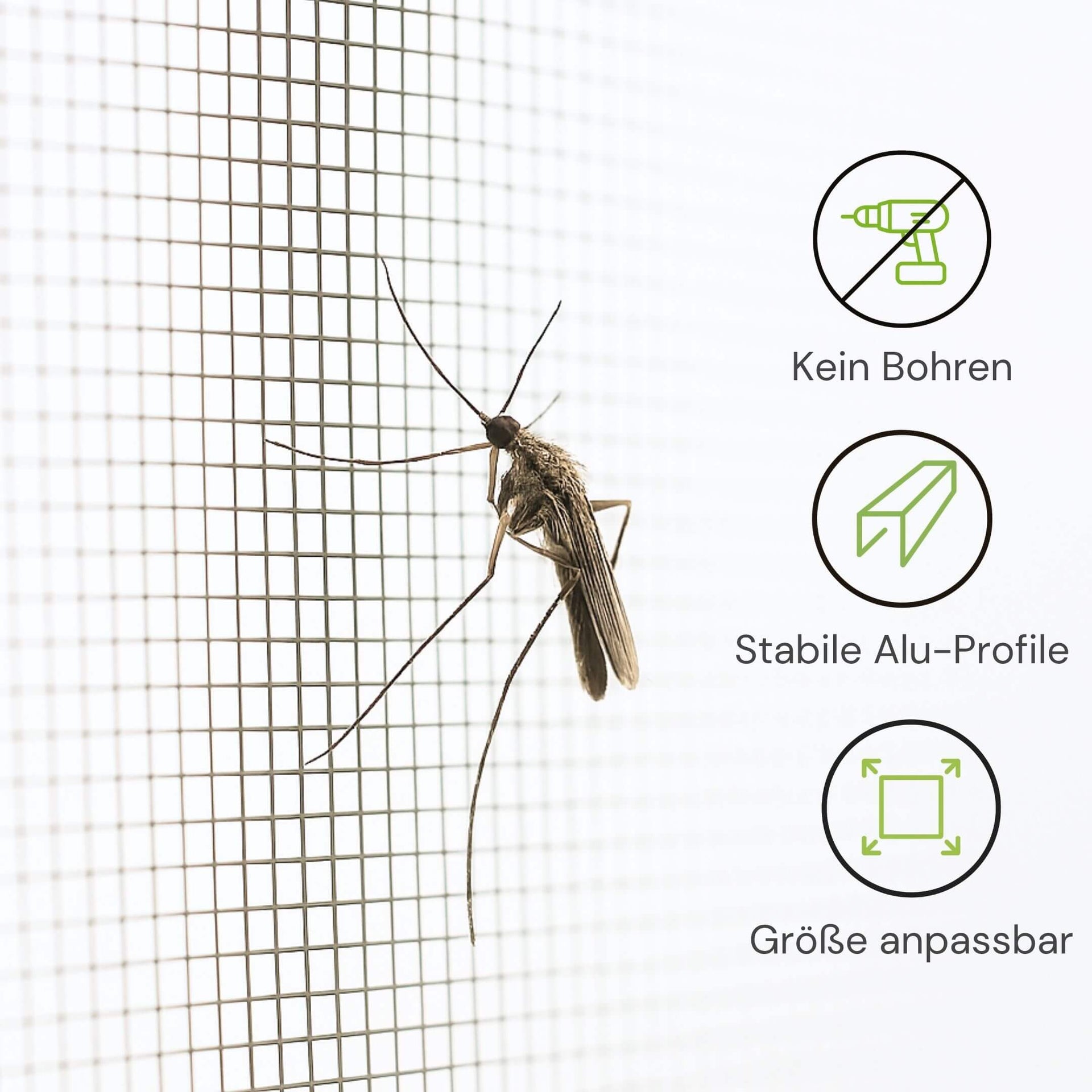 Plissee Fliegengitterfenster ohne Bohren mit Aluminiumprofilen und anpassbarer Größe