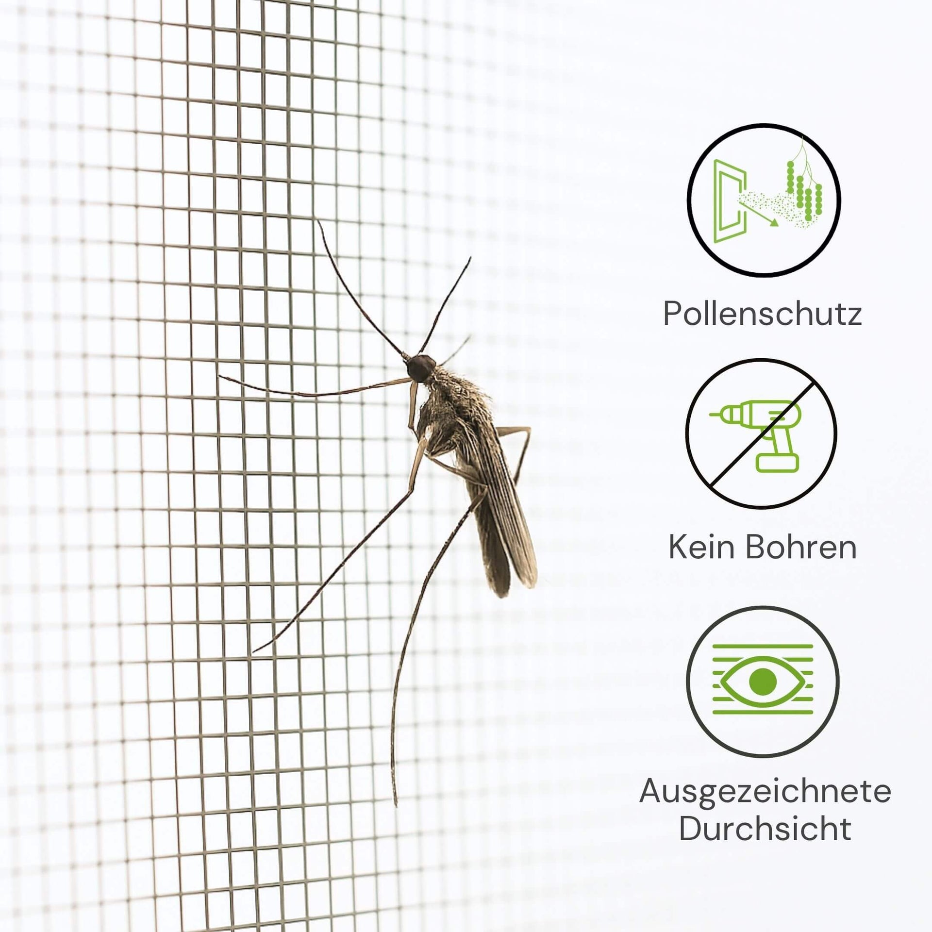 Fliegengitter mit Rahmen inkl. Pollenschutz Gewebe, magnetisch