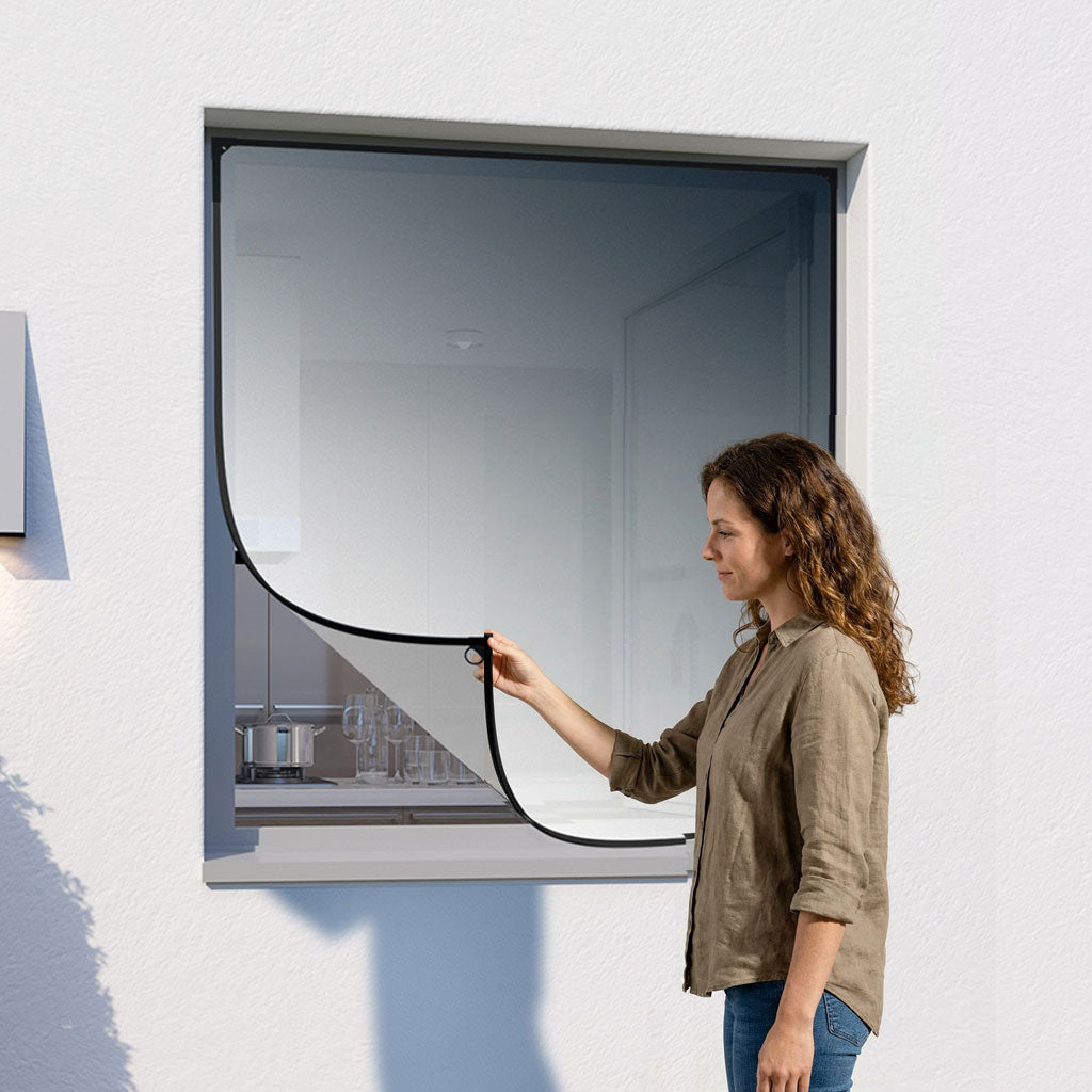 SUN Fliegengitterfenster mit Rahmen inkl. Sonnenschutz, magnetisch