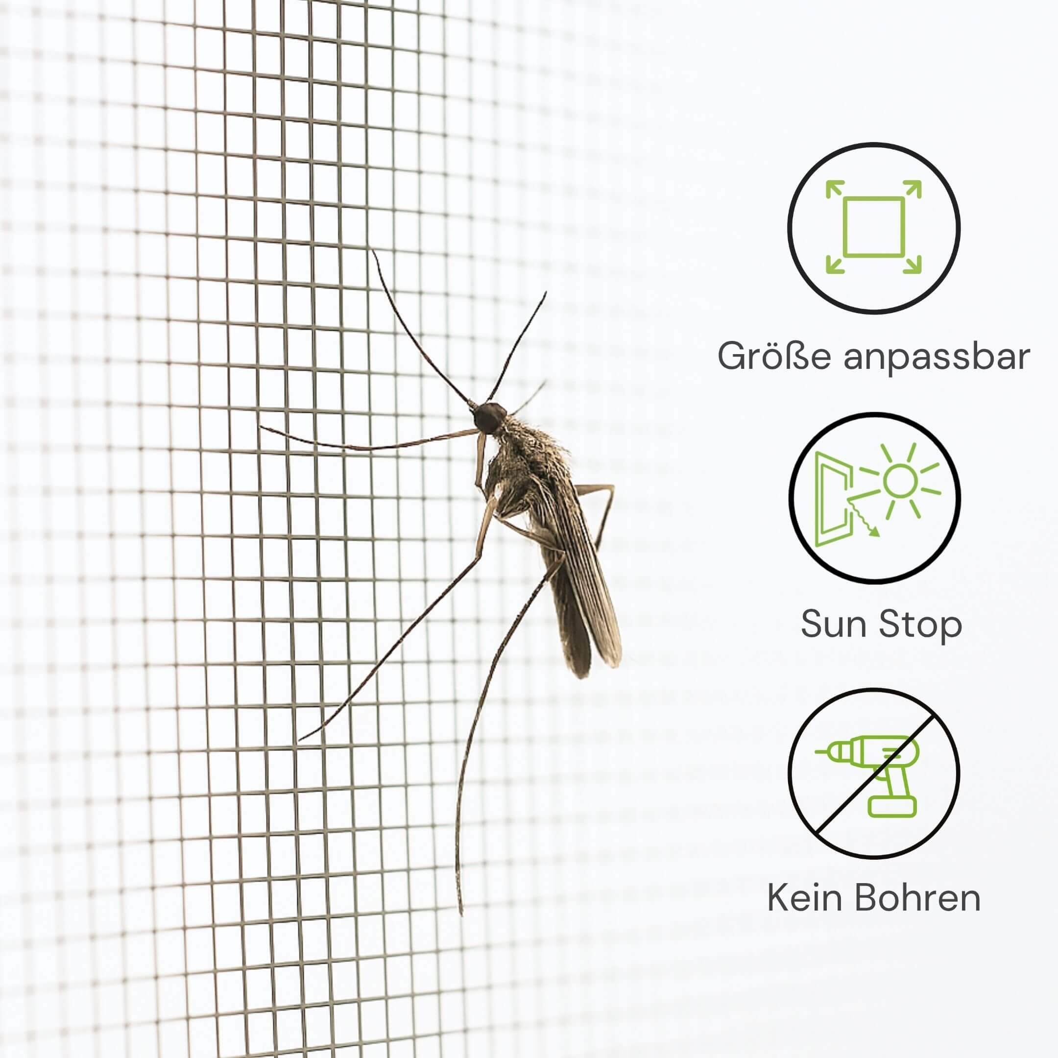 Fliegengitter für Fenster mit Sonnenschutz, anpassbarer Größe und ohne Bohren