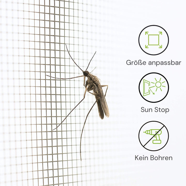 Fliegengitter für Fenster mit Sonnenschutz, anpassbarer Größe und ohne Bohren