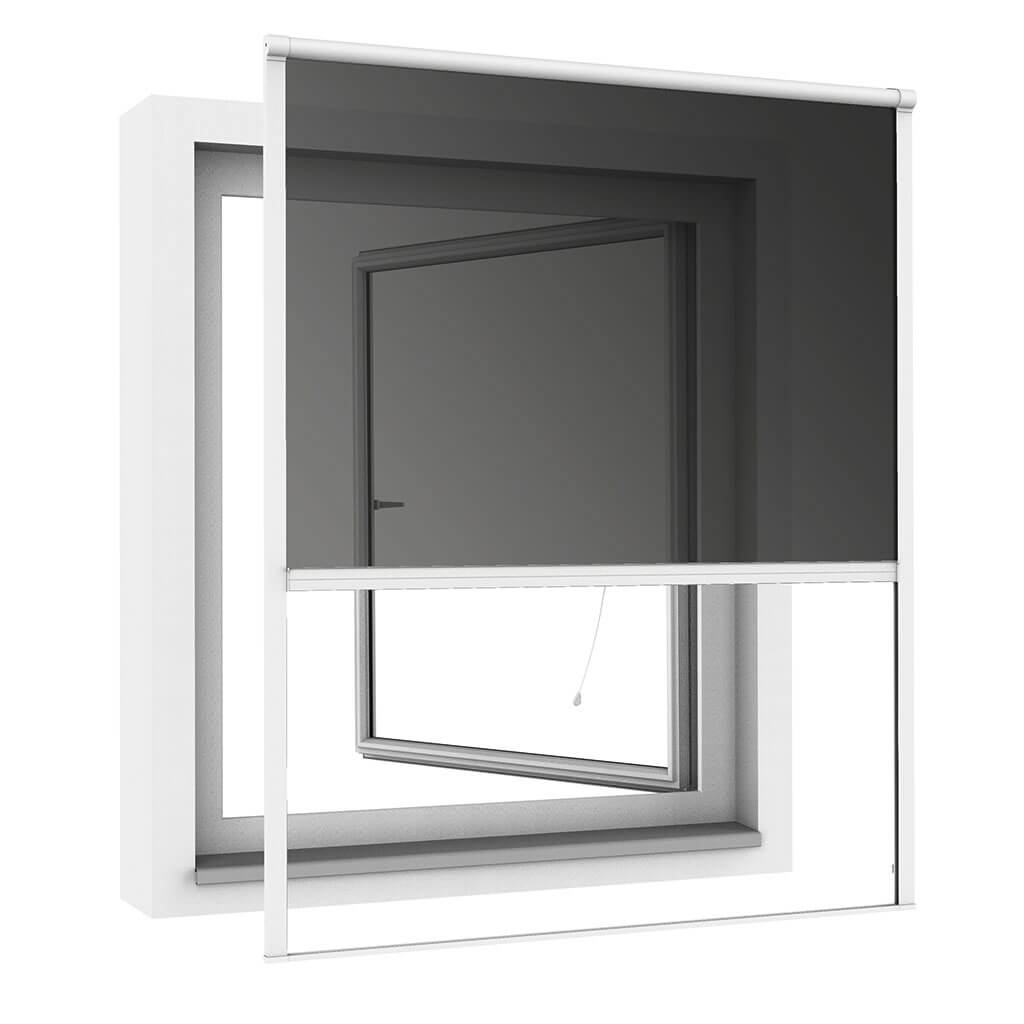 SUN 2in1 Fliegengitter Rollo für Fenster in Weiß
