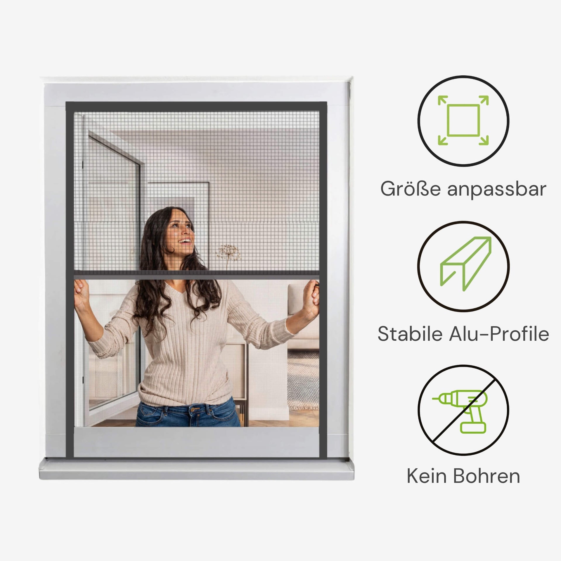 Fliegengitter Rollo für Fenster, zum Einhängen