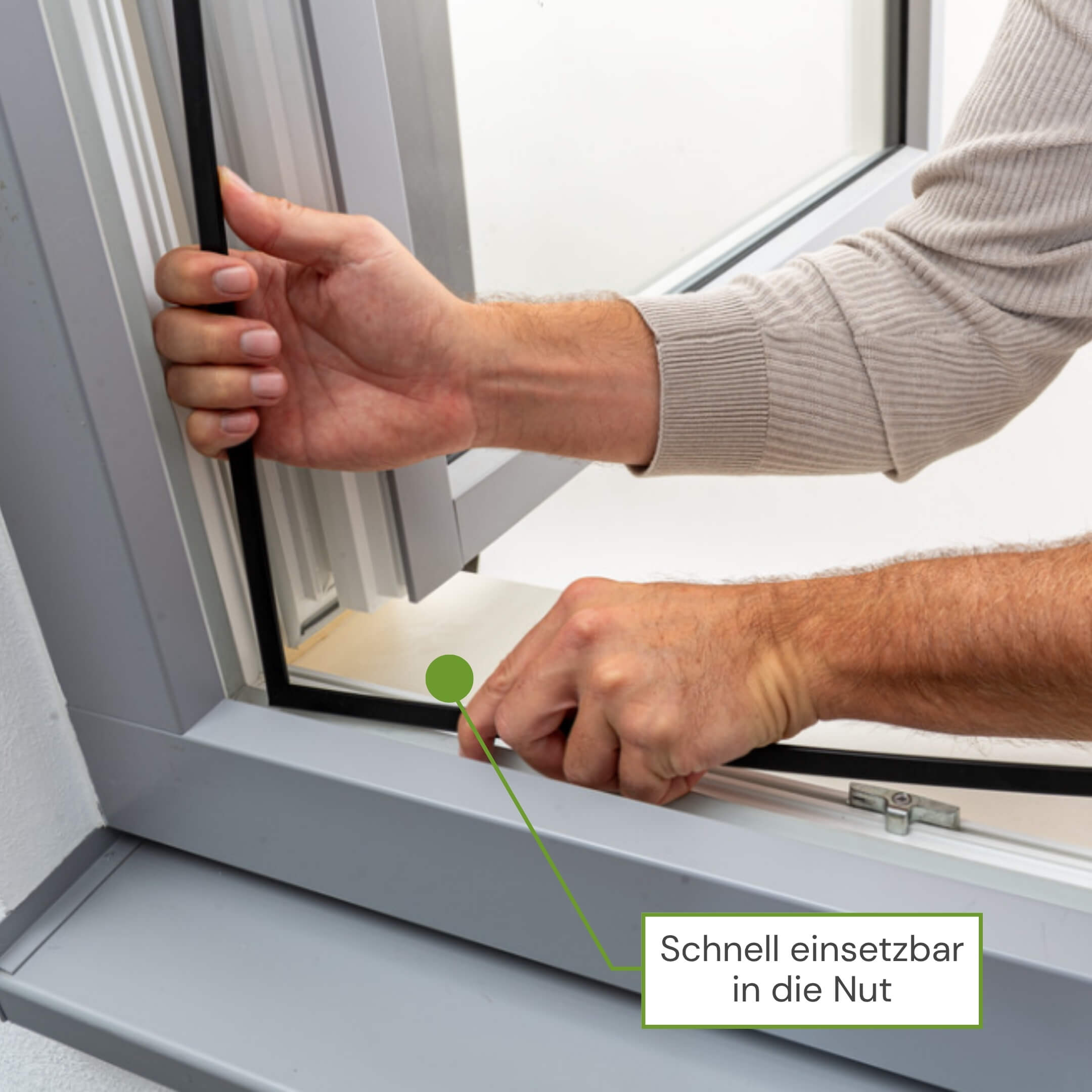 Fliegengitter Fenster einfache Montage ohne Bohren Detailansicht