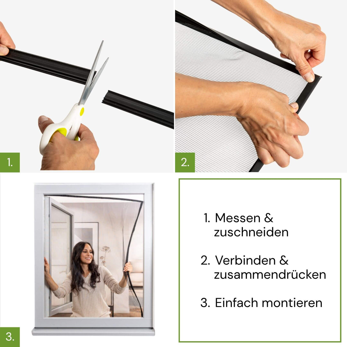 Montage des Pop-Up Screen Fliegengitterfensters in drei Schritten