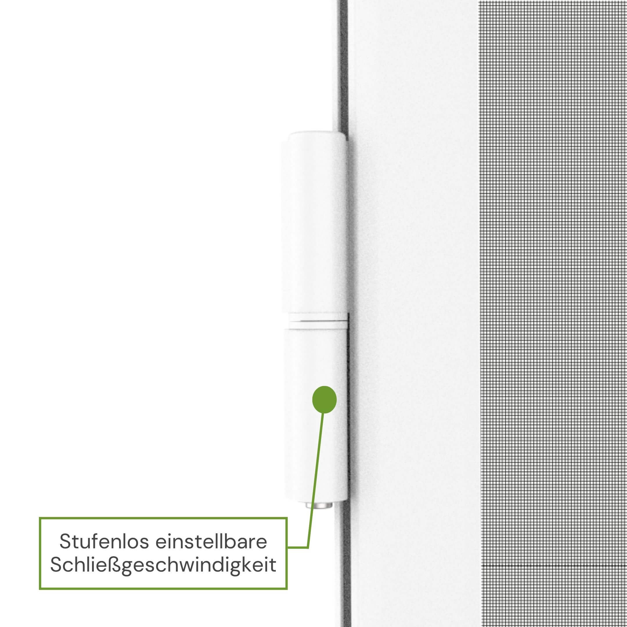 Stufenlos einstellbare Schließgeschwindigkeit der Aluscharniere