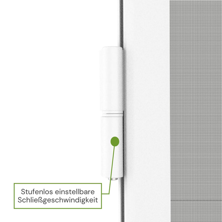 Stufenlos einstellbare Schließgeschwindigkeit der Aluscharniere