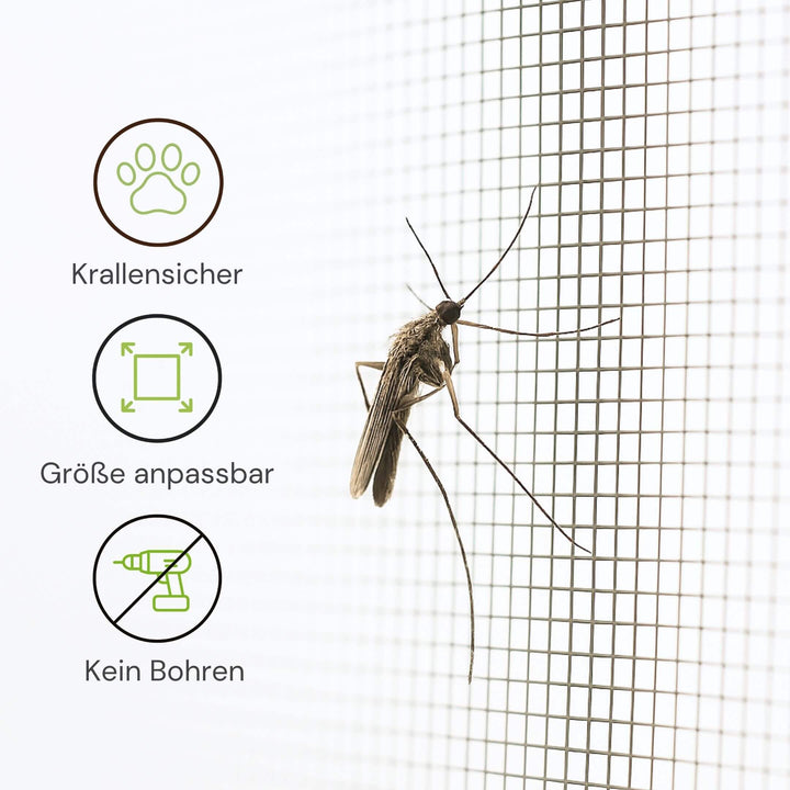 Krallensicheres Fliegengittergewebe in anpassbarer Größe ohne Bohren