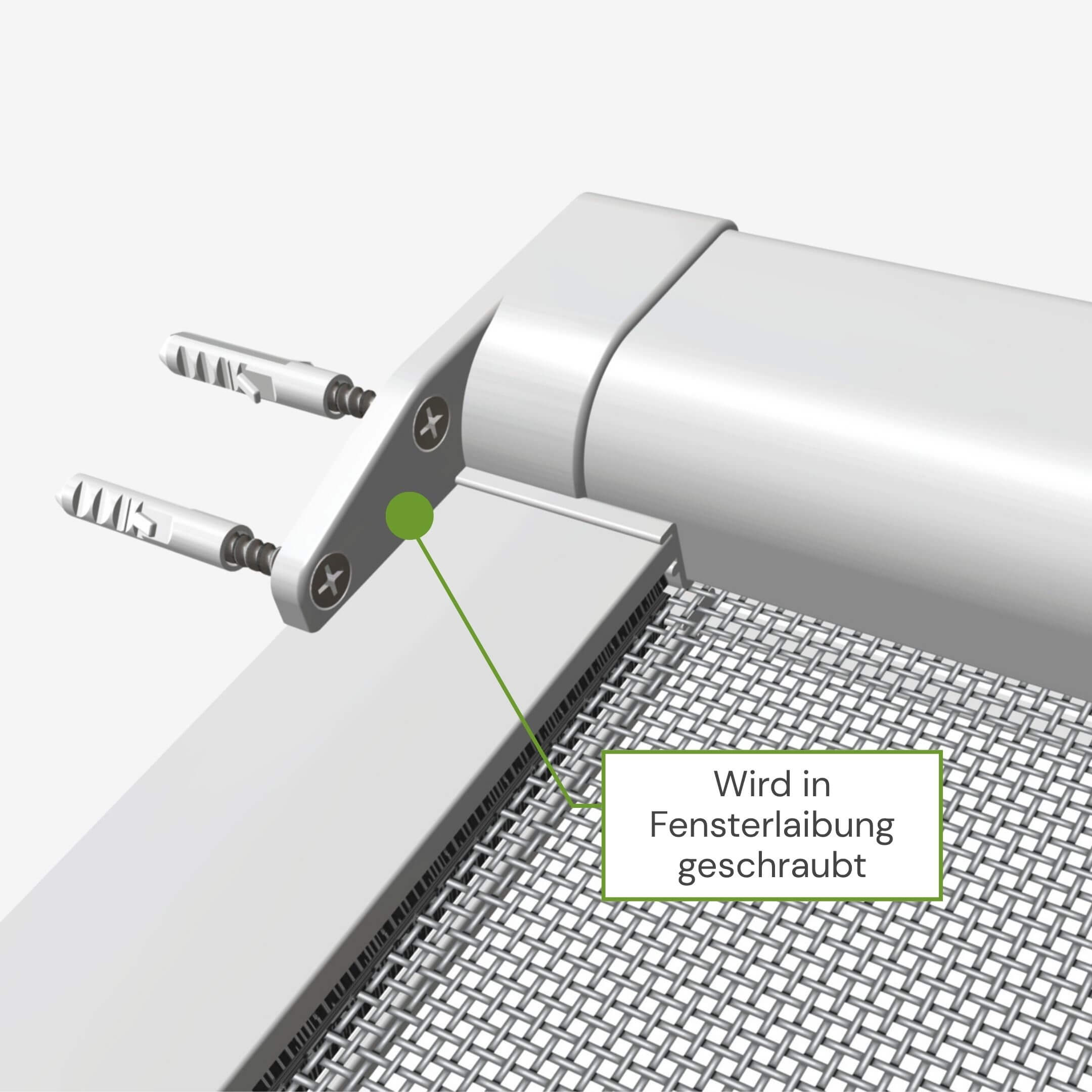 Einfache Anbringung des Fliegengitter Rollos durch Schraubmontage in der Fensterlaibung