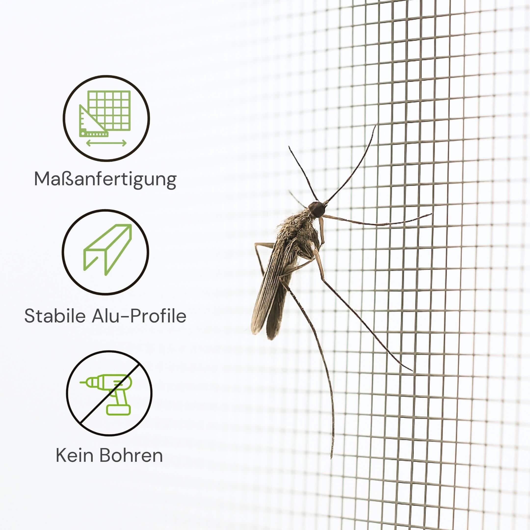 Maßgefertigtes Fliegengitter Türrollo mit Aluminiumprofilen ohne Bohren