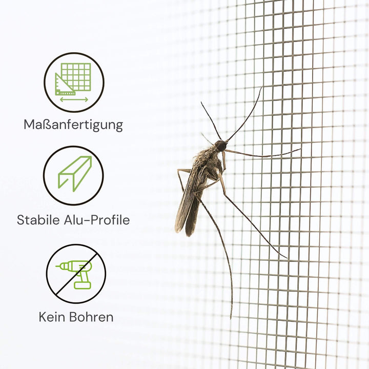 Maßgefertigtes Fliegengitter Türrollo mit Aluminiumprofilen ohne Bohren