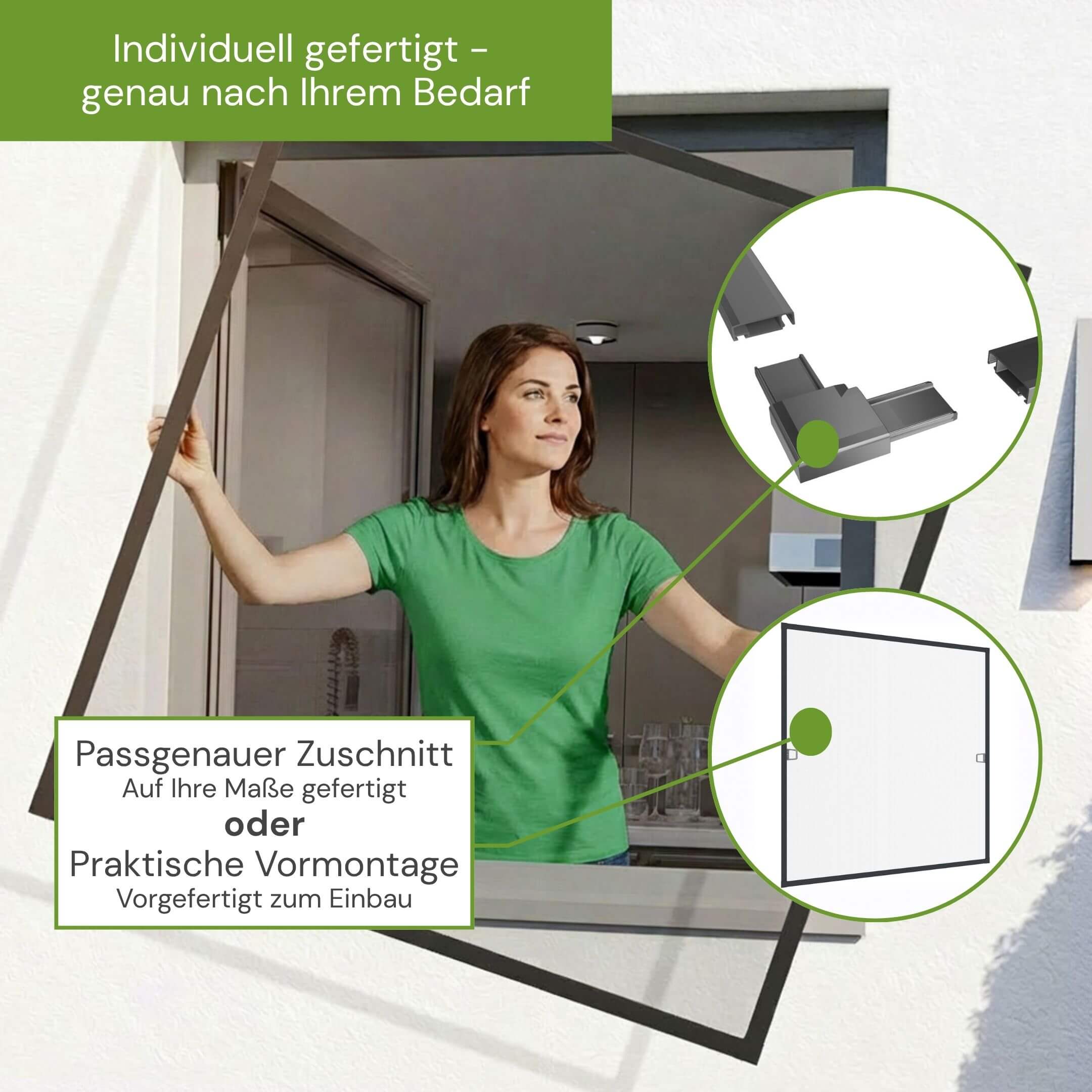 Fliegengitter Fenster Spannrahmen nach Maß mit passgenauem Zuschnitt oder praktischer Vormontage