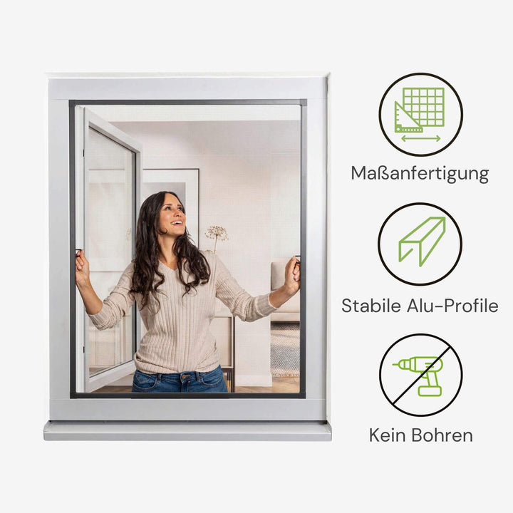 Fliegengitterfenster nach Maß mit Aluminiumprofilen ohne Bohren