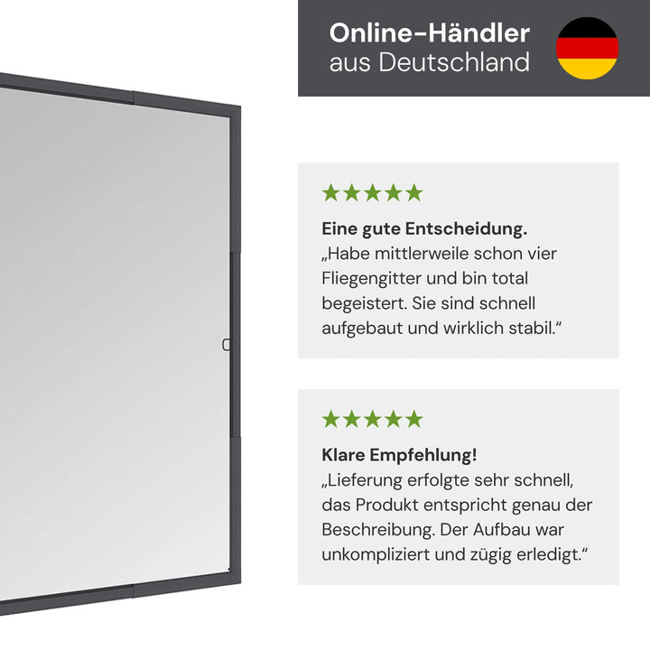 SLIMLINE Fliegengitterfenster mit Aluminiumrahmen und bohrfreier Montage am Fensterstock